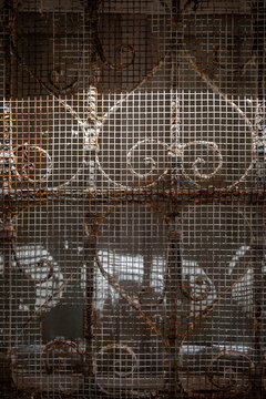 Metal rusty decorative window grille, in the Old City of Dubrovnik, Croatia
