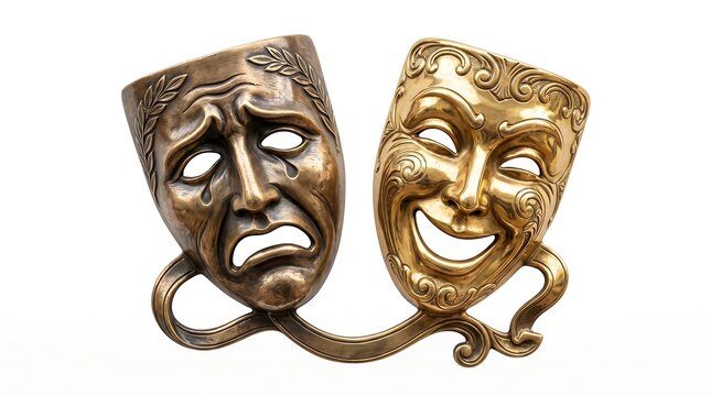 Theatrical comedy and tragedy masks.