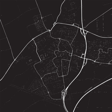 Meppel in the Netherlands map shows city streets and roads on a dark background
