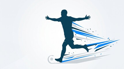 Fototapeta premium Dynamic Running Soccer Player Silhouette with Motion Trails