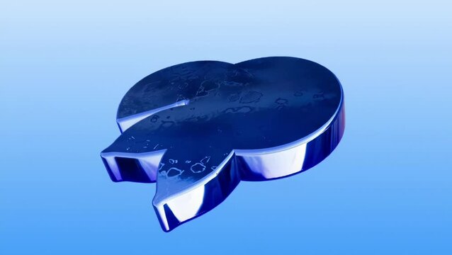 3d render of a blue glossy abstract geometric shape floating against a soft blue gradient background
