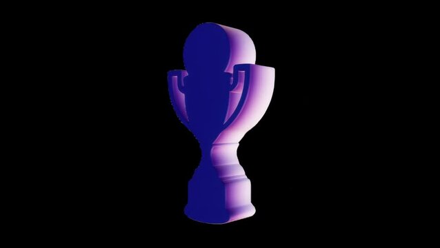 Golden trophy cup 3d icon on black background shiny metallic award championship symbol