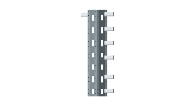 Vertical Metal Pegboard with Six Hooks Attached.