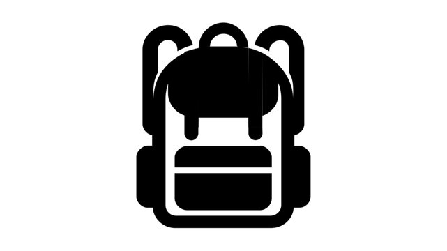 Clean flat vector line icon of a simple backpack with pockets and straps, useful for travel blogs, trekking guides, education labels, and gear catalogs.