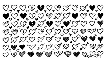 Fototapeta premium Hand Drawn Heart Doodle Vector Collection for Love and Romantic Designs
