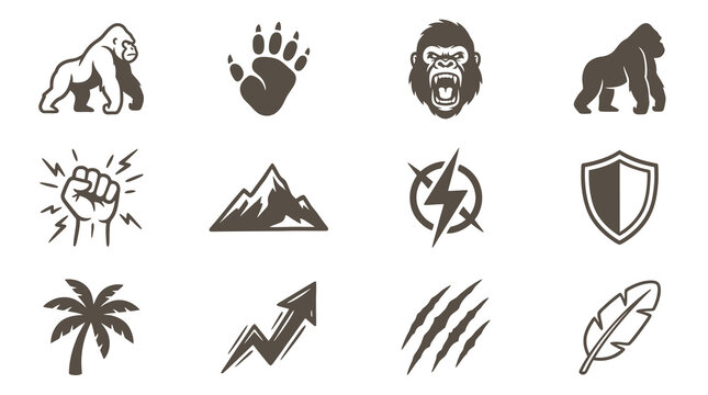 Minimalist black and white animal and outdoor icons.