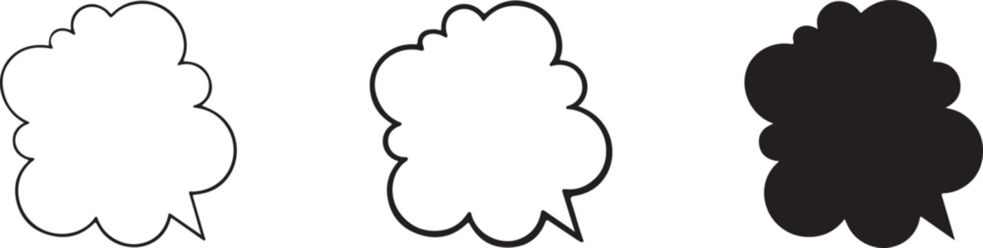 Comic Speech Bubbles Collection Minimal Vector Isolated on White.