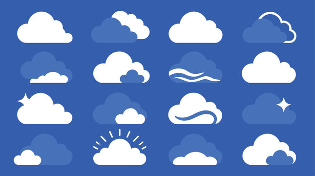 Collection of various white clouds.