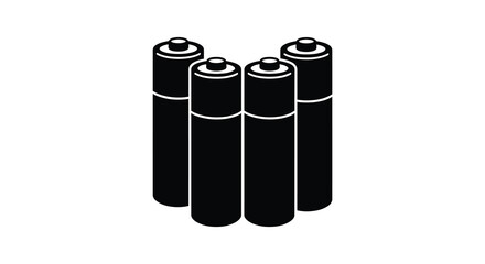 Group Of Cylindrical Batteries In Black Silhouette © MST
