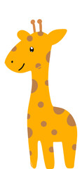 Fototapeta premium Kawaii cartoon giraffe animal. Hand Drawn Vector Illustration. Digital Download