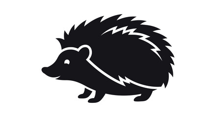 Hedgehog Silhouette With White Outline On A White Background © MST