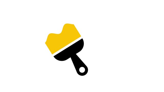Paint brush icon pointing drawing animation isolated on white background