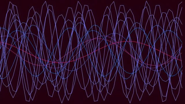 Abstract glowing sine wave pattern animation background for futuristic tech concept