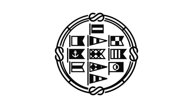 Nautical Signal Flags Compass Rose Illustration