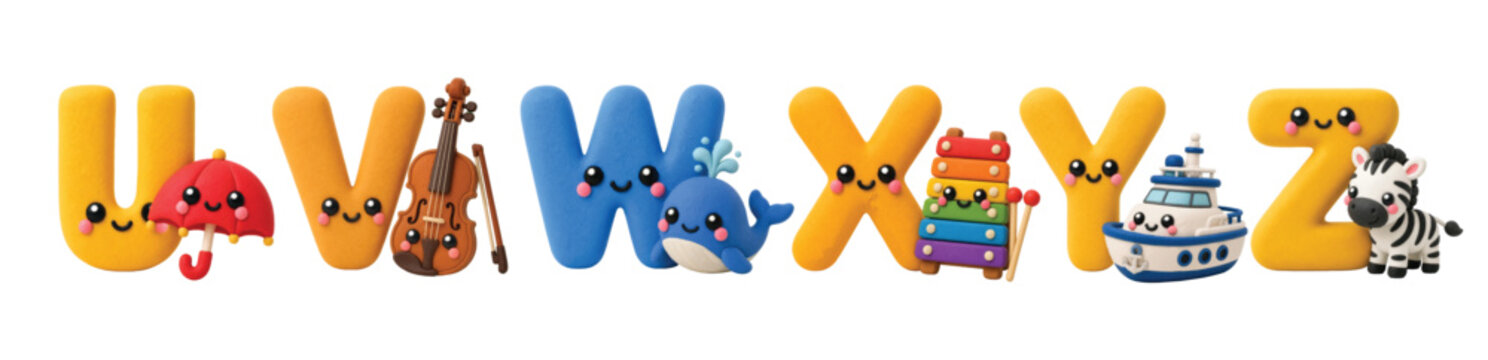 Cute Clay Alphabet U to Z Pack for Kids Learning