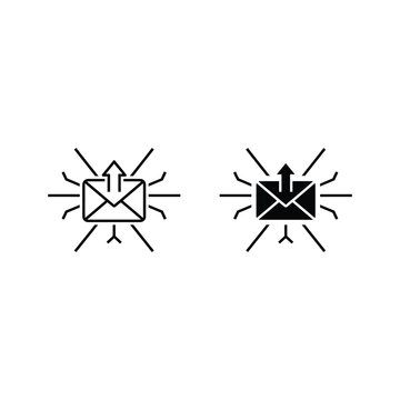 Two envelope icons with arrows pointing outward, symbolizing sending or dispatching messages