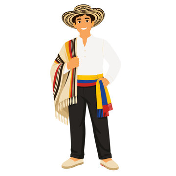 Colombian Man in Traditional Folk Attire Icon
