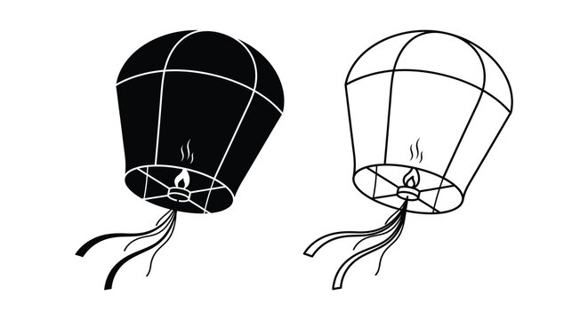 Sky Lanterns In Black And White Minimalist Silhouette