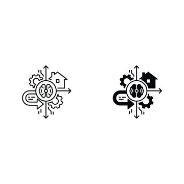 Gear and key mechanism icons representing mechanical engineering and technology
