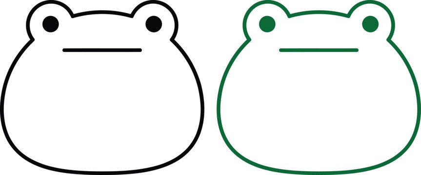 Minimalist cute frog face line art vector icon set for logo design