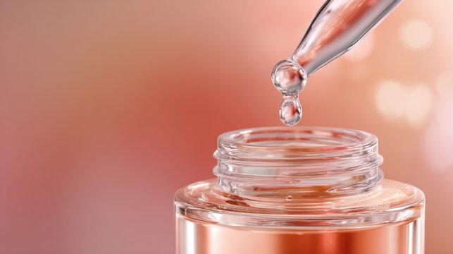 A clear dropper is above a bottle