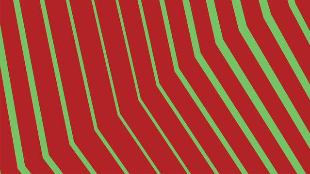 Minimalist vector background featuring red surface with recurring parallel light green angular stripes creating optical illusion depth effect.