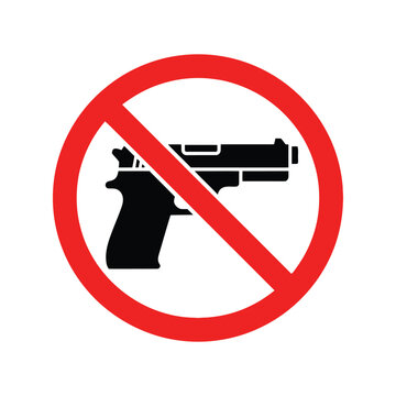 No Guns Allowed Vector Icon &ndash; Firearm Prohibition Sign, Weapon Ban Symbol, Safety Warning