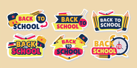 Back to School colorful retro badges set © MyPixy