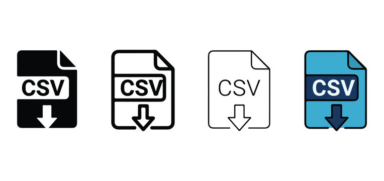 CSV file icons in different styles and colors  download symbols