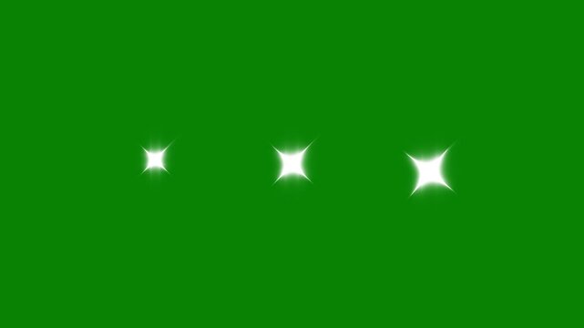 Sparkling stars animation, twinkle light stars sparkling, 4k star sparkle vector doodles, glowing light effect, 2D shining twinkle effect on green screen background.