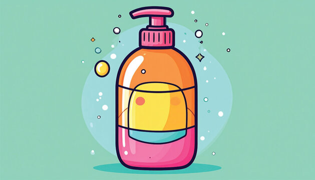Colorful Hand Sanitizer Bottle Illustration.