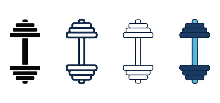 dumbbell icons for fitness and exercise  various styles and colors