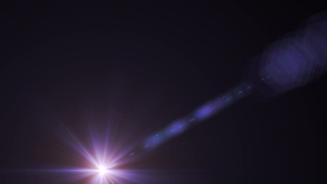 Cinematic optical lens flare smoothly rising towards the top right corner. 4K video with alpha channel, transparent background.