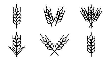 Wheat stalk icons and grain bundle illustrations. © muhammad
