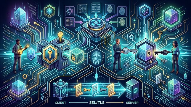 Cybersecurity network with people managing keys and encrypted data