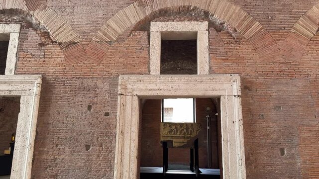 Interior of Trajan&rsquo;s Market in Rome Italy with Ancient Roman Architecture and Arched Halls