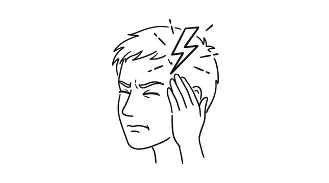 Headache relief icon with lightning bolt.