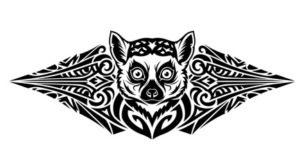 Intricate Tribal Lemur Head Tattoo Design. © Haroh