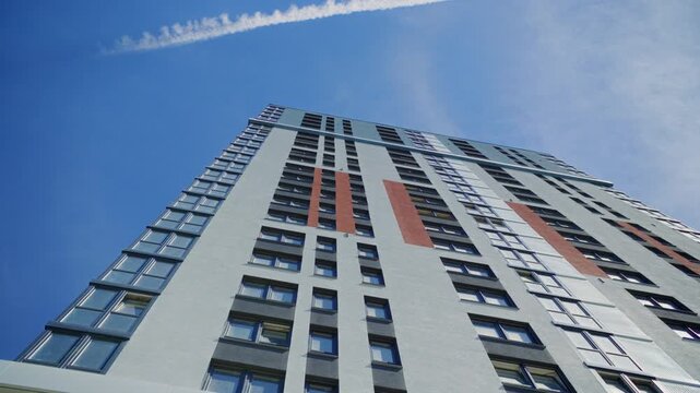 Low angle view of modern high rise residential building