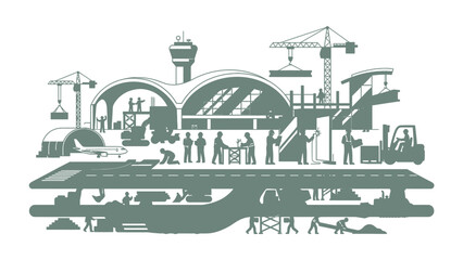 Obraz premium Airport Construction Development Aviation Infrastructure Building Process