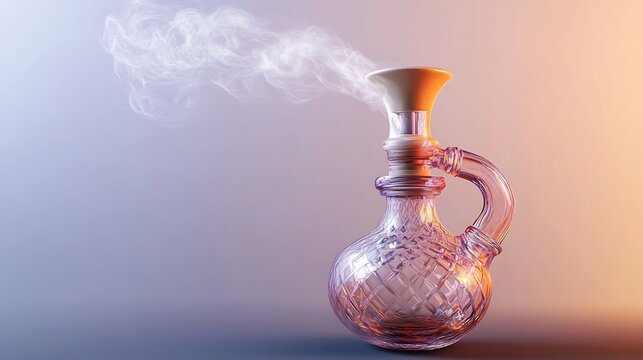 Glass hookah base with smoke rising