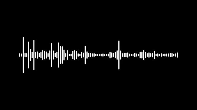 White audio visualizer animation on black screen background. Music equalizer, waveform spectrum, audio waves, sound frequency lines.audio waveform spectrum animation.4k