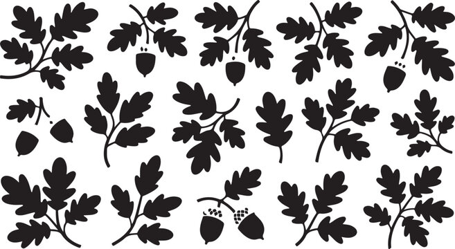 Tree leaves silhouettes set 88