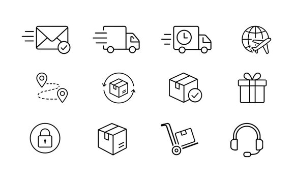 Logistics and Packaging Glyph Icons Set &ndash; Warehouse Shipping and Cargo Vector Collection