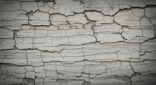 Cracked and peeling white paint wall.