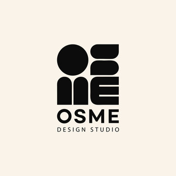 Geometric osme design studio logo with abstract square letter blocks.