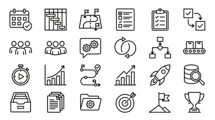 Fototapeta premium Project management and workflow icon set.