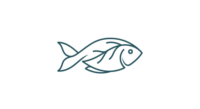 Fish Icon Illustration Side View.