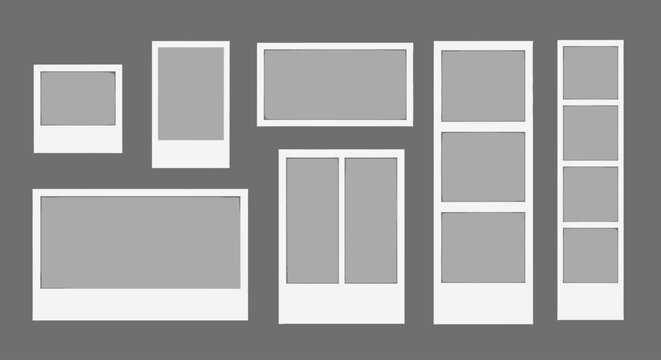 Versatile set of modern blank photo frame templates for digital media display, picture gallery layouts, and creative content presentation tools