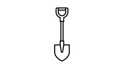 Simple black line shovel icon on white background. © muhammad